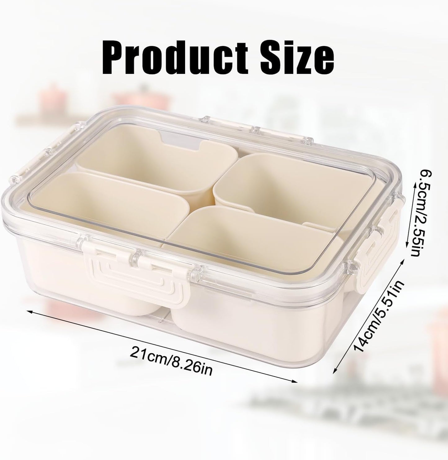 Snack Box Container, Divided Serving Tray with Lid and Handle Snackle Box Container, Snack Organizer for Adults Fruit, Veggie, Perfect for Party, Entertaining