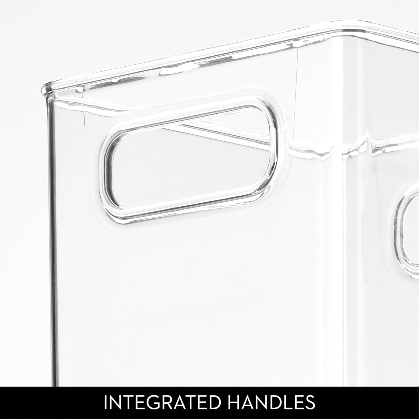 iDesign Storage Bin with Handles - Cube Organizer Bin for Pantry, Set of 4, Clear, Made in USA