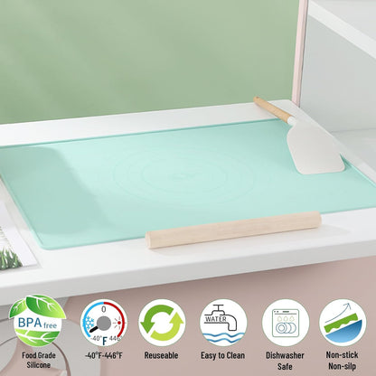 Silicone Baking Mat, 24"X16" Extra Large Non-stick Silicone Mat With High Edge, Food Grade Silicone Dough Rolling Mat For Making Cookies, Macarons, Multipurpose Mat, Countertop Mat, Placemat