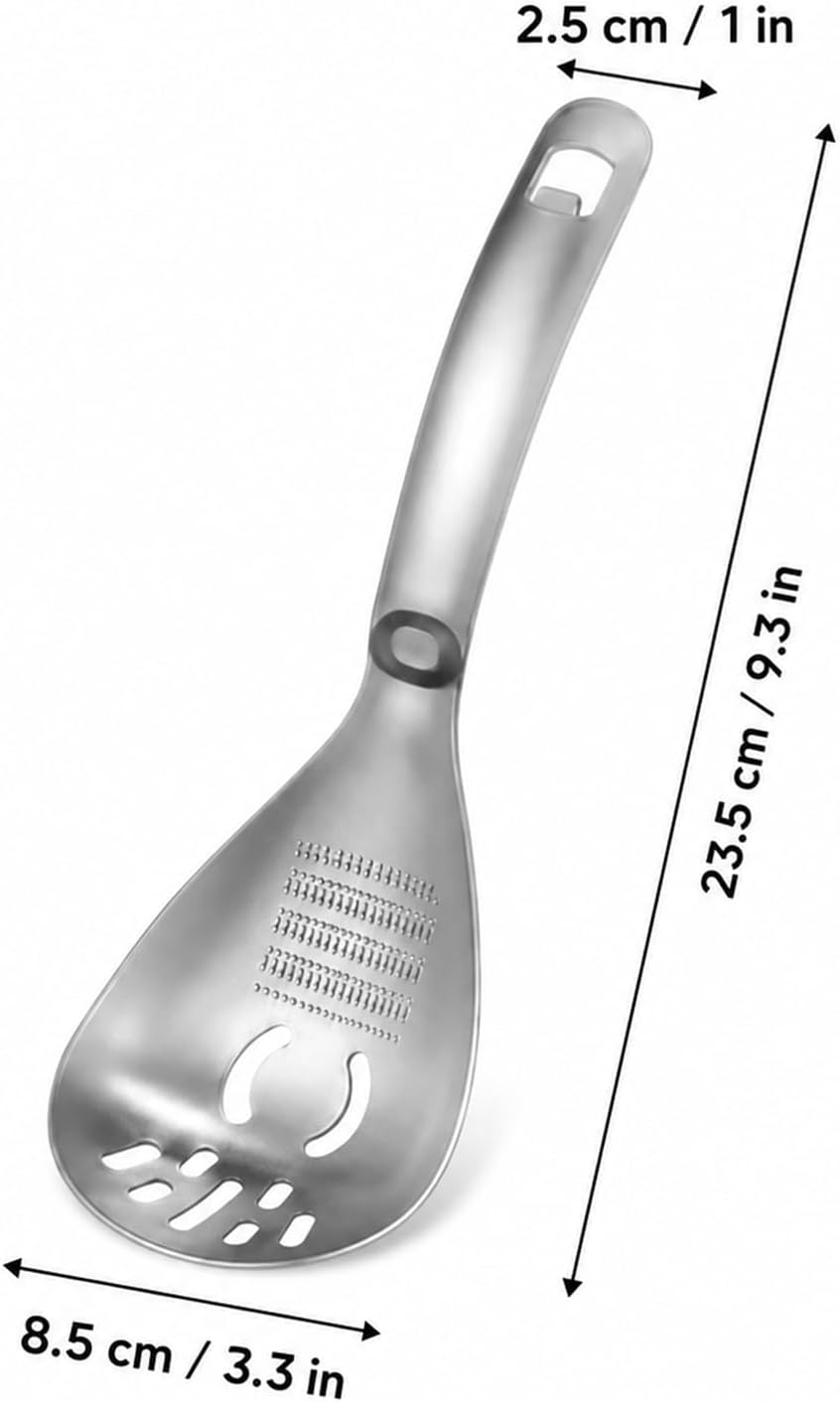 Sakerplus Multifunction Stainless Steel Cooking Grater Spoon, 5-in-1，1