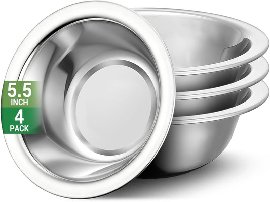 304(18/8) Stainless Steel Mixing Bowls for Kitchen, 4 Pack 6.3" 13.67 fl.oz Metal Mixing Bowls Set Stackable for Baking Serving Cooking Food Prep Storage Dishwasher Safe Lightweight