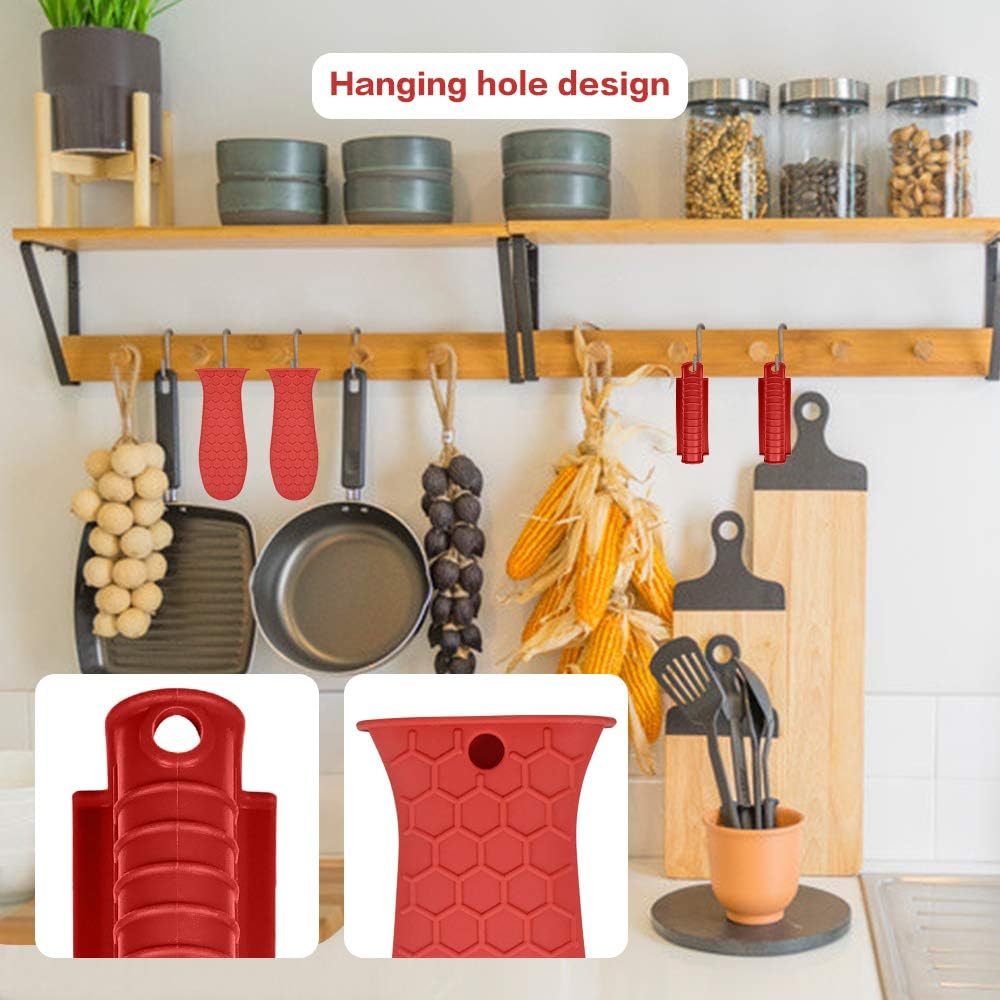 Silicone Hot Handle Holder, Heat Resistant Potholder Cookware Handle Cast Iron Skillets Handles Grip Covers for Cast Iron Skillet