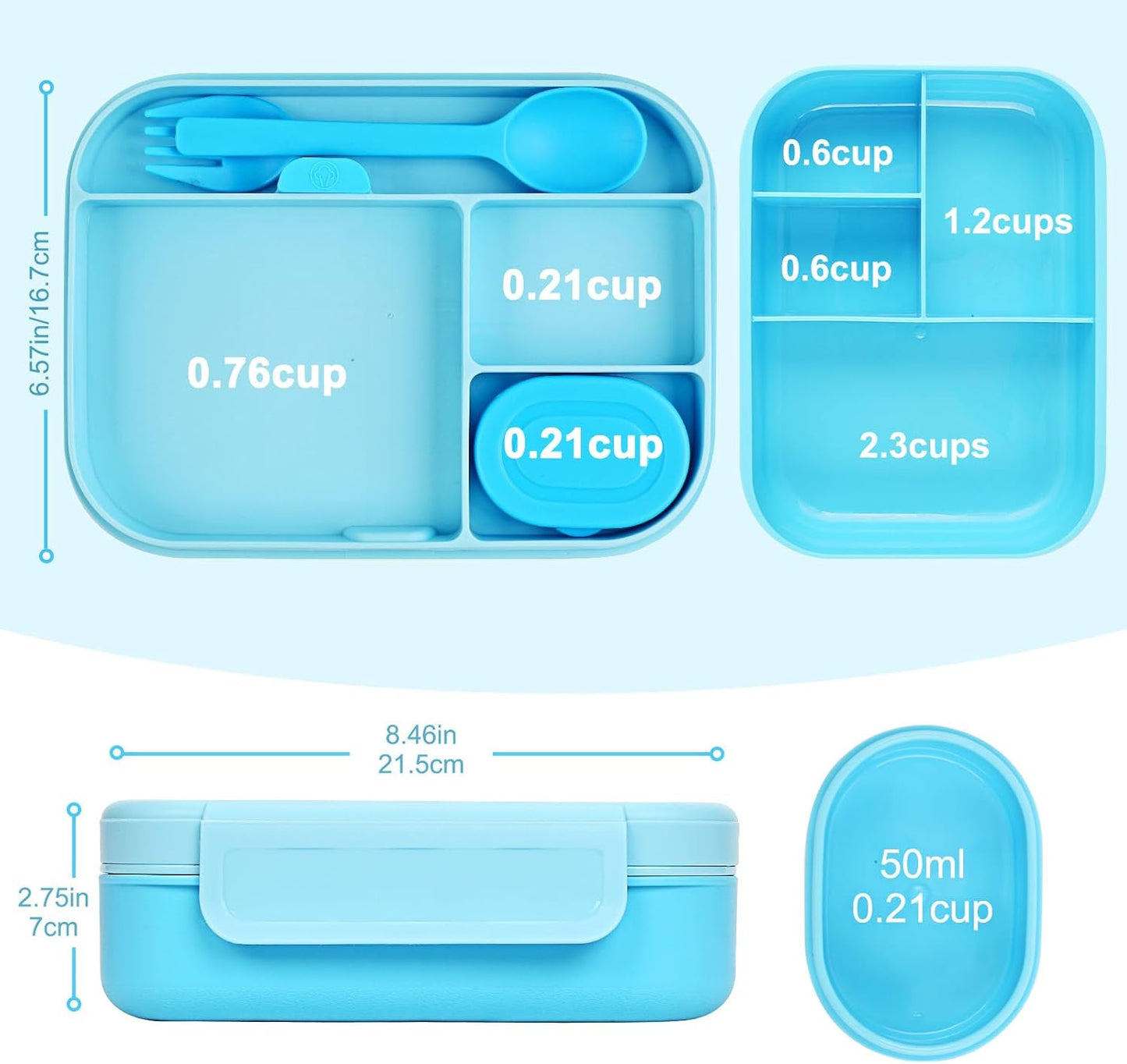 Caperci Bento Box for Kids - Stackable Leakproof Multiple Compartments Lunch Containers for Kids with Sauce Container, 5.8 Cups, Idea for School, On-the-go, Built-in Utensil Set, BPA Free (Purple)