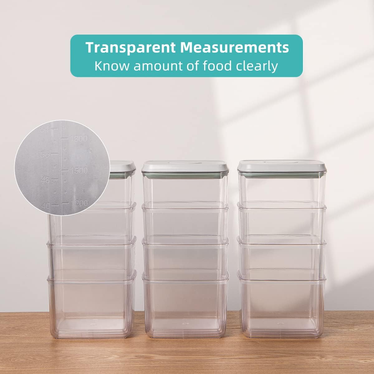 Ankou Airtight Container Set - (380ml 4 Pcs) Stackable One Button Openning Food Containers for Snacks Candy Salt Herbs Spices BPA-Free Tranparent (0.32 QT * 4)