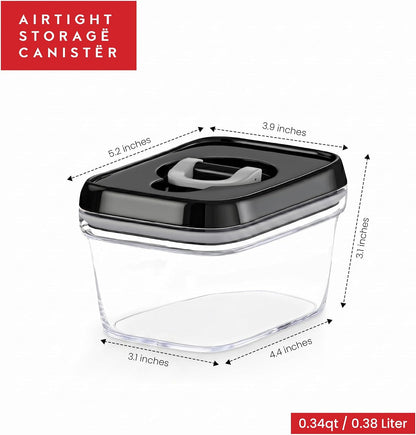 DWËLLZA KITCHEN Large Airtight Food Storage Containers - Clear Plastic Bulk Food Pantry & Kitchen Storage Containers for Flour, Sugar and Baking Supplies 4 Pcs. BPA-Free, Keeps Fresh & Dry (Black)
