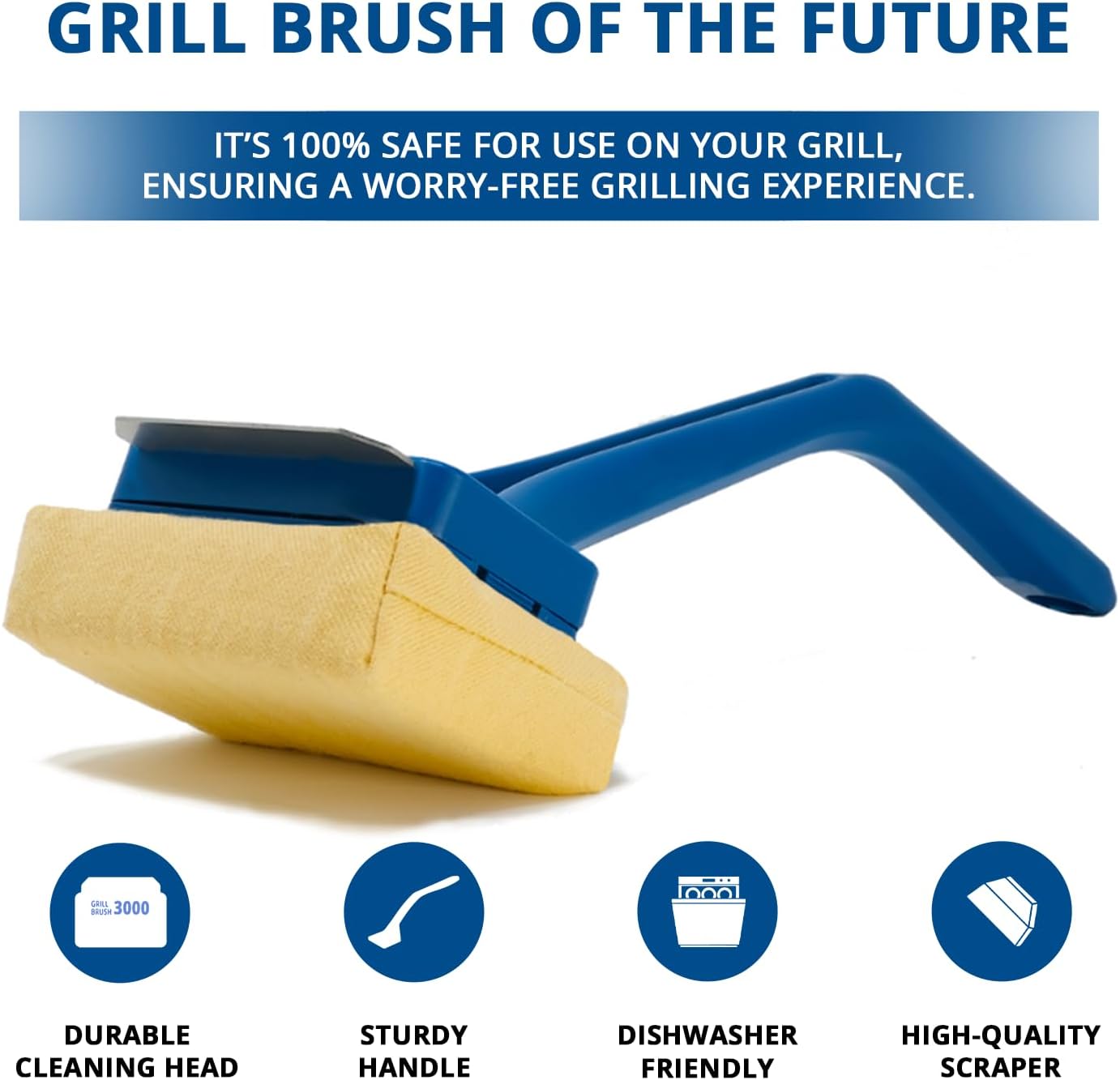 Grill Rescue BBQ Replaceable Scraper Cleaning Head, Bristle Free - Safe, Durable and Unique Scraper Tools for Cast Iron or Stainless-Steel Grates, Barbecue Cleaner (GB3000 Head)