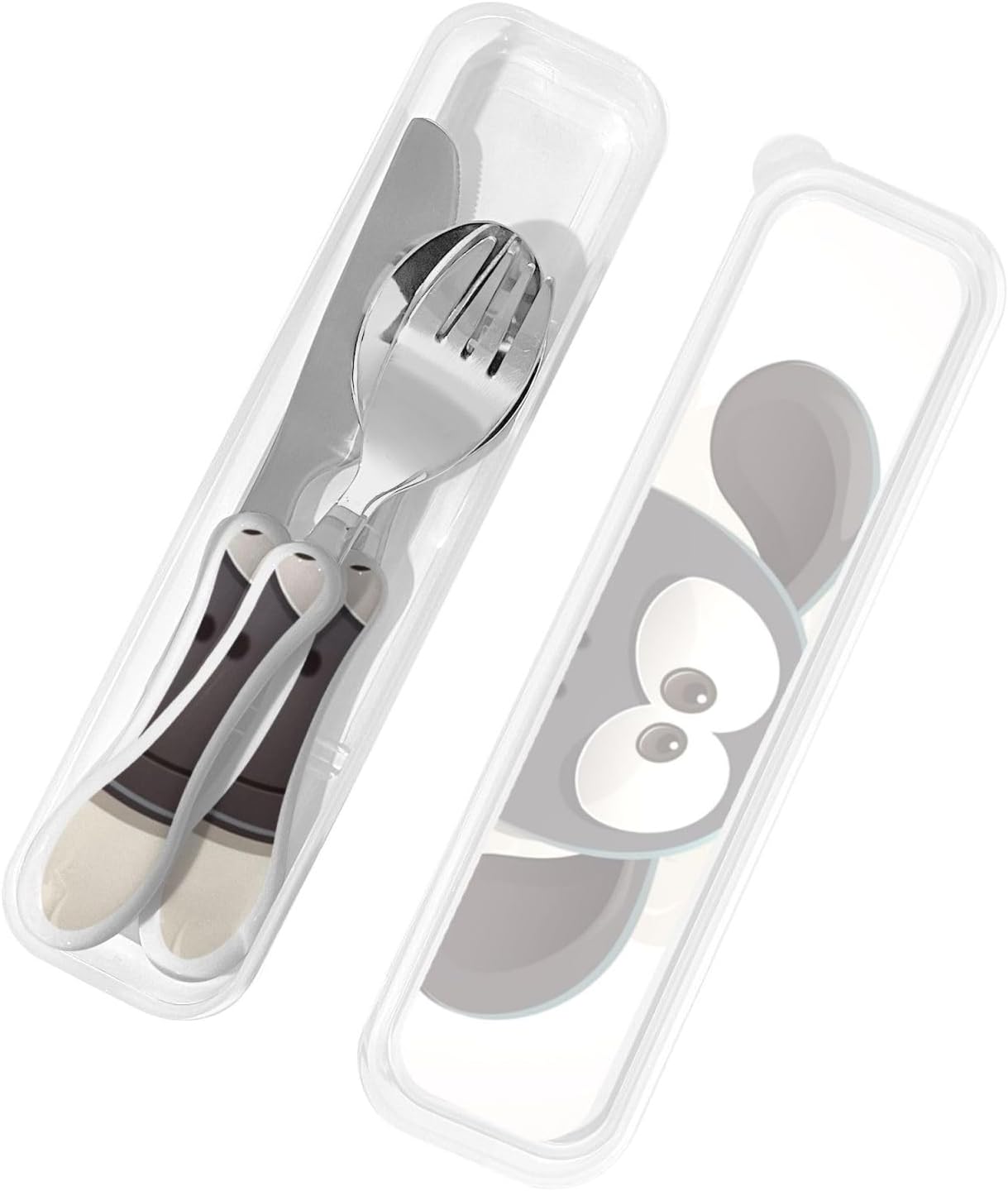 3-Piece Kids Silverware Set With Storage Case, Stainless Steel Reusable Children Safe Knife Spoon Fork Set Black White Stripes Red Rose Flowers Children Flatware Set For Kids Lunch Box