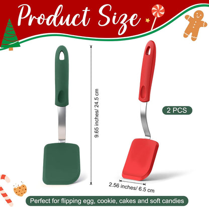 2Pcs Mini Silicone Cookie Brownie Spatula, Solid Flat, Khaki