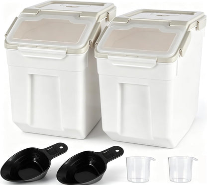 Saim Flour Storage Container Bin 25lbs (2 Pack), BPA Free Rice & Food Dispenser with Lid, Measuring Cup & Scoop - Kitchen Pantry Organizer for Grain, Cereal, Dog Food, Baking Supplies - Dark Blue