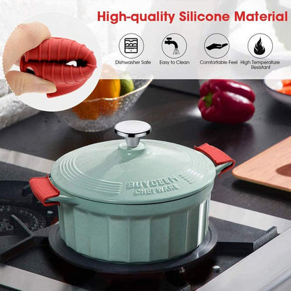Set of 6 Silicone Hot Handle Holder Non-Slip Heat Resistant Pot Handle Holders Skillet Handle Cover Sleeve for Cast Iron Skillets Frying Pan Griddle Kitchen Cookware Handles