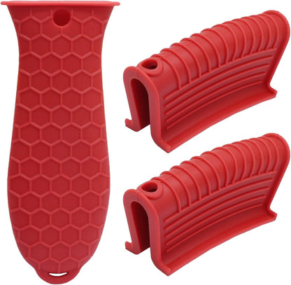 4 Pack Cast Iron Handle Covers, Heat Resistant Silicone, Black