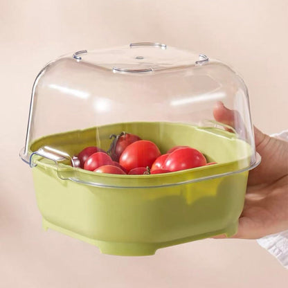 3 Pcs Set Double-Layer Plastic Colander, Large Capacity Food Strainers, Fruits Vegetable Washing Draining Basket, Detachable and Stackable Multi-Layer Strainer Bowl, Easy to Clean for Kitchen (Brown)