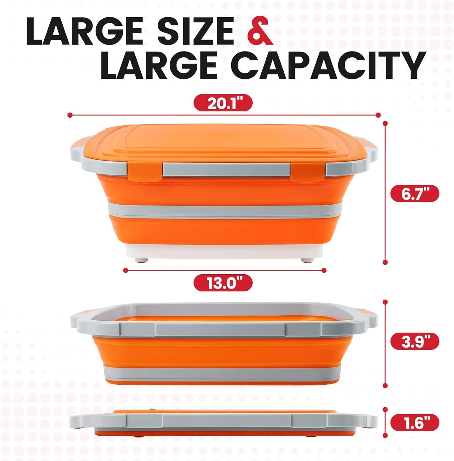 BBQ Prep Tub 3-IN-1 Large 16L Collapsible Cutting Board with Locking Lid for Meal Prep Marinating Food, Camping Sink with Colander, Dish Basin, Storage Blanket for Camping Picnic BBQ, Black