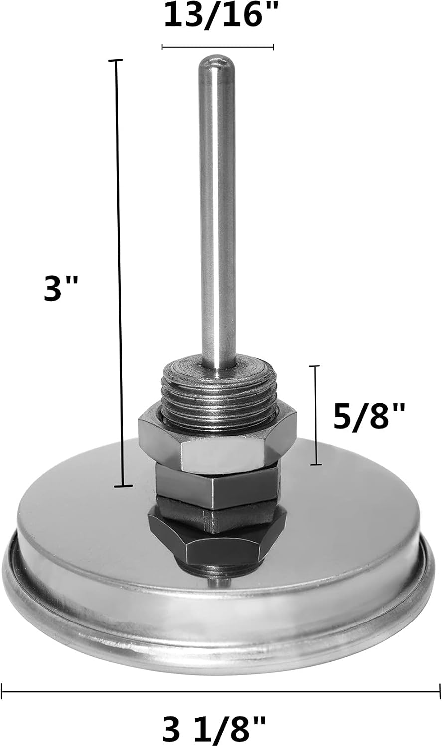3 1/8 Inch Grill Thermometer Replacement for BBQ Grill and Smoker