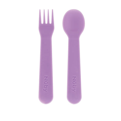 Nuby Toddler Utensils with Travel Case - Self-Feeding Fork & Spoon Set for Kids - Easy-to-Hold Training Utensils with Rounded Safe Edges for Independent Mealtime - Dinosaurs