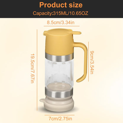 Tefola Glass Honey Dispenser No Drip - 10.65 OZ Honey Jar with Handle, Clear Honey Pot Syrup Dispenser for Coffee or Tea, Black