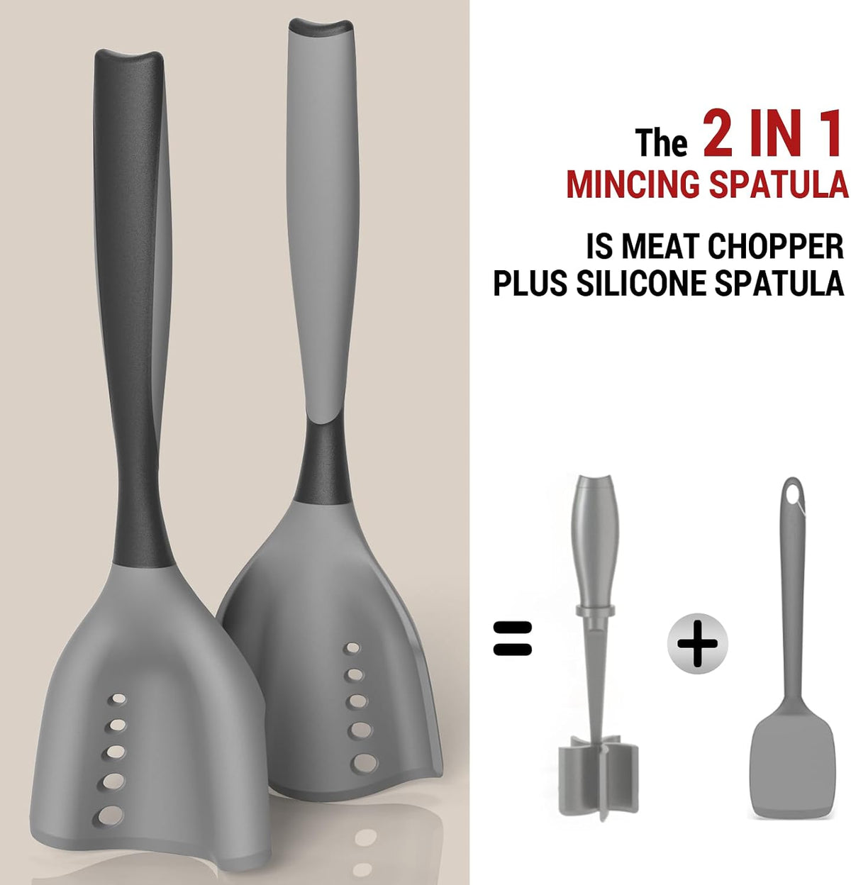 Meat Chopper Mincing Spatula, Silicone Hamburger Grinder for Ground Beef