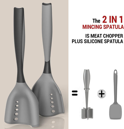 Meat Chopper Mincing Spatula, Silicone Hamburger Grinder for Ground Beef
