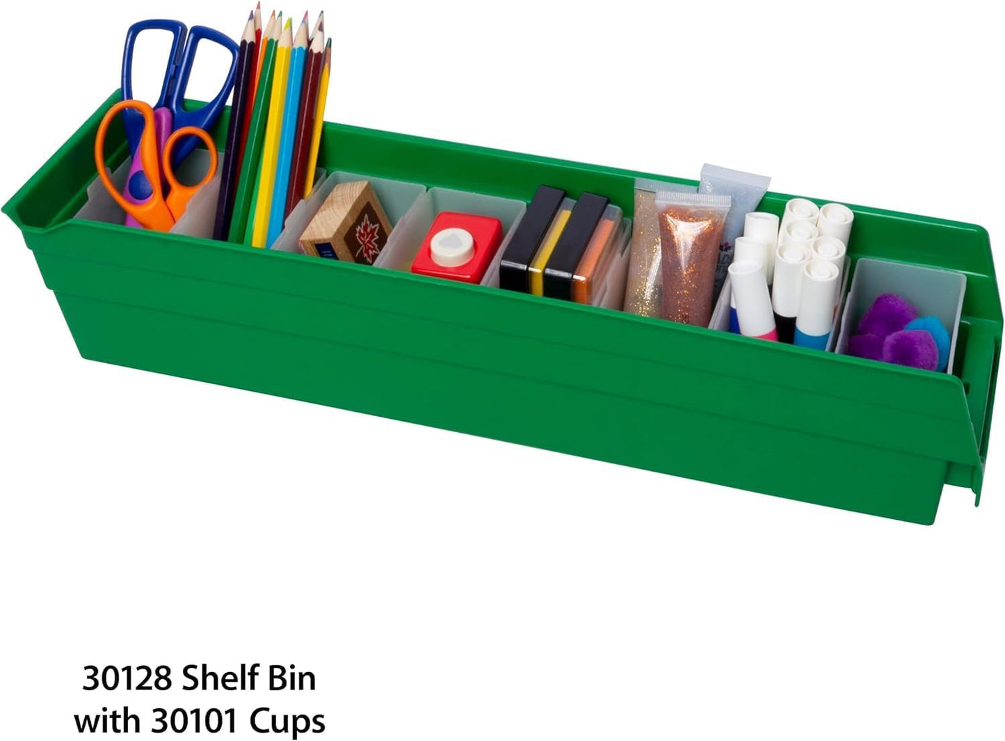 Akro-Mils 30128 Plastic Shelf Bins, Heavy Duty Storage Bins for Garage, Closet, and Drawer Organization, 457 x 102 x 102 Mm, Clear, 12 Count