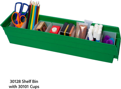 Akro-Mils 30128 Plastic Shelf Bins, Heavy Duty Storage Bins for Garage, Closet, and Drawer Organization, 457 x 102 x 102 Mm, Clear, 12 Count