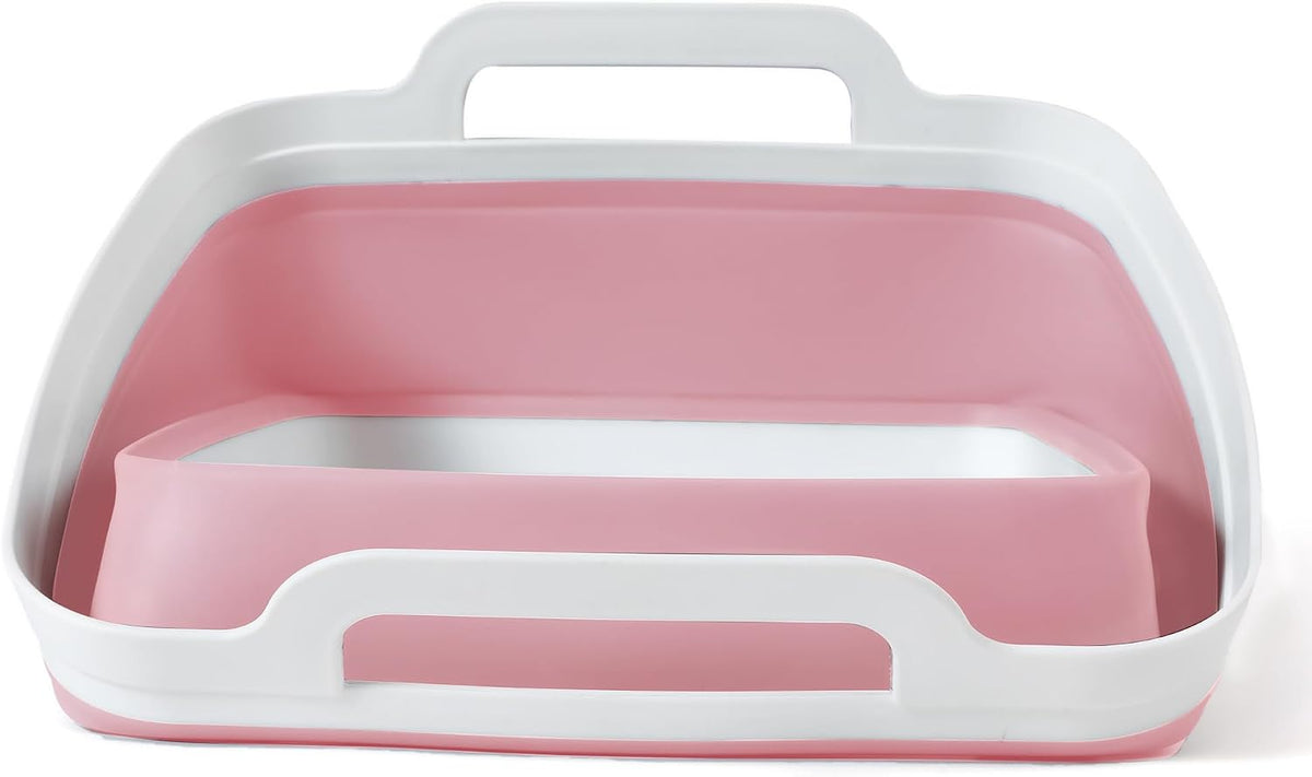 FOSJGO Collapsible Dish Basin with Drain Plug, Foldable Sink, 2.4 Gal (9L)