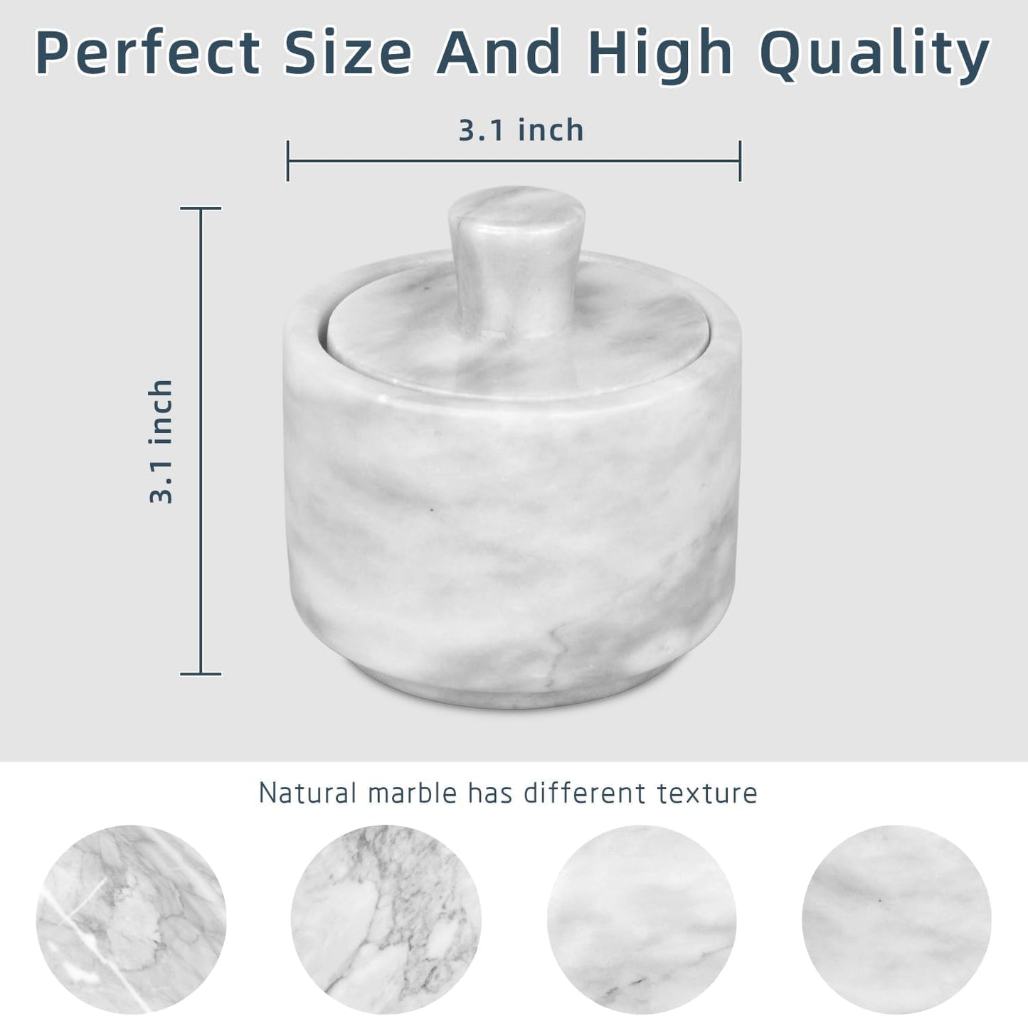 Marble Salt Cellar with Lid, White and Black Stone Salt and Pepper Bowl Box Container Jar Holder Well Keeper Dish Pig Crock