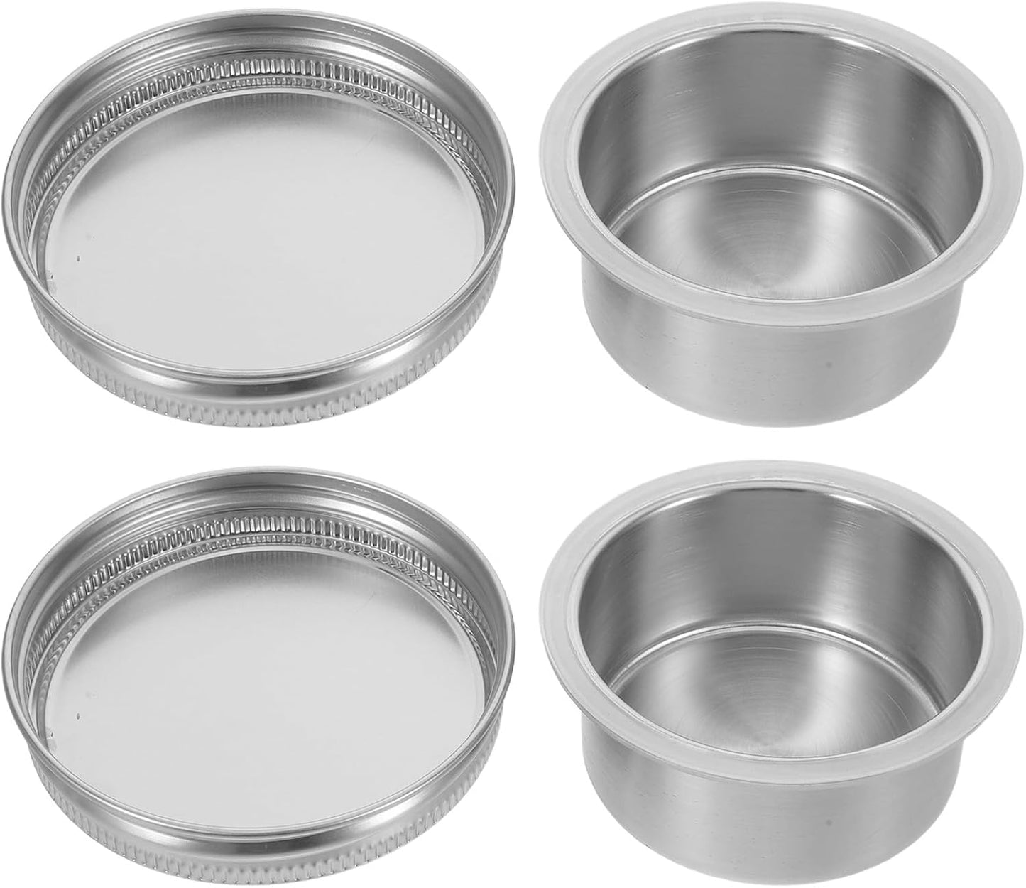 Kichvoe 2 Sets Mason Jar Stainless Steel Divider - 86ml Meal Prep Jar Insert Dressing Cup For Veggies Salads Dips And Snacks Food Separator