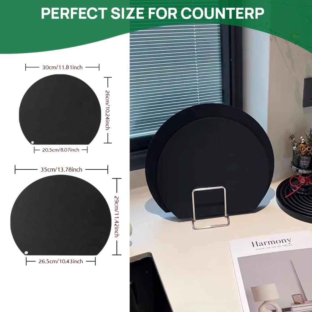 TPU Cutting Boards, Flexible, Non-slip Chopping Boards for Kitchen, Knife-Friendly & Dishwasher Safe Cutting Mat for Meat, Vegetables & Fruits (2PCS, Gray/Black-D Shape)