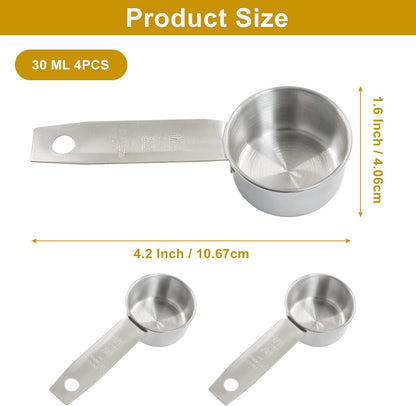 4 PCS 1/4 Cup Stainless Steel Pet Food & Measuring Scoop
