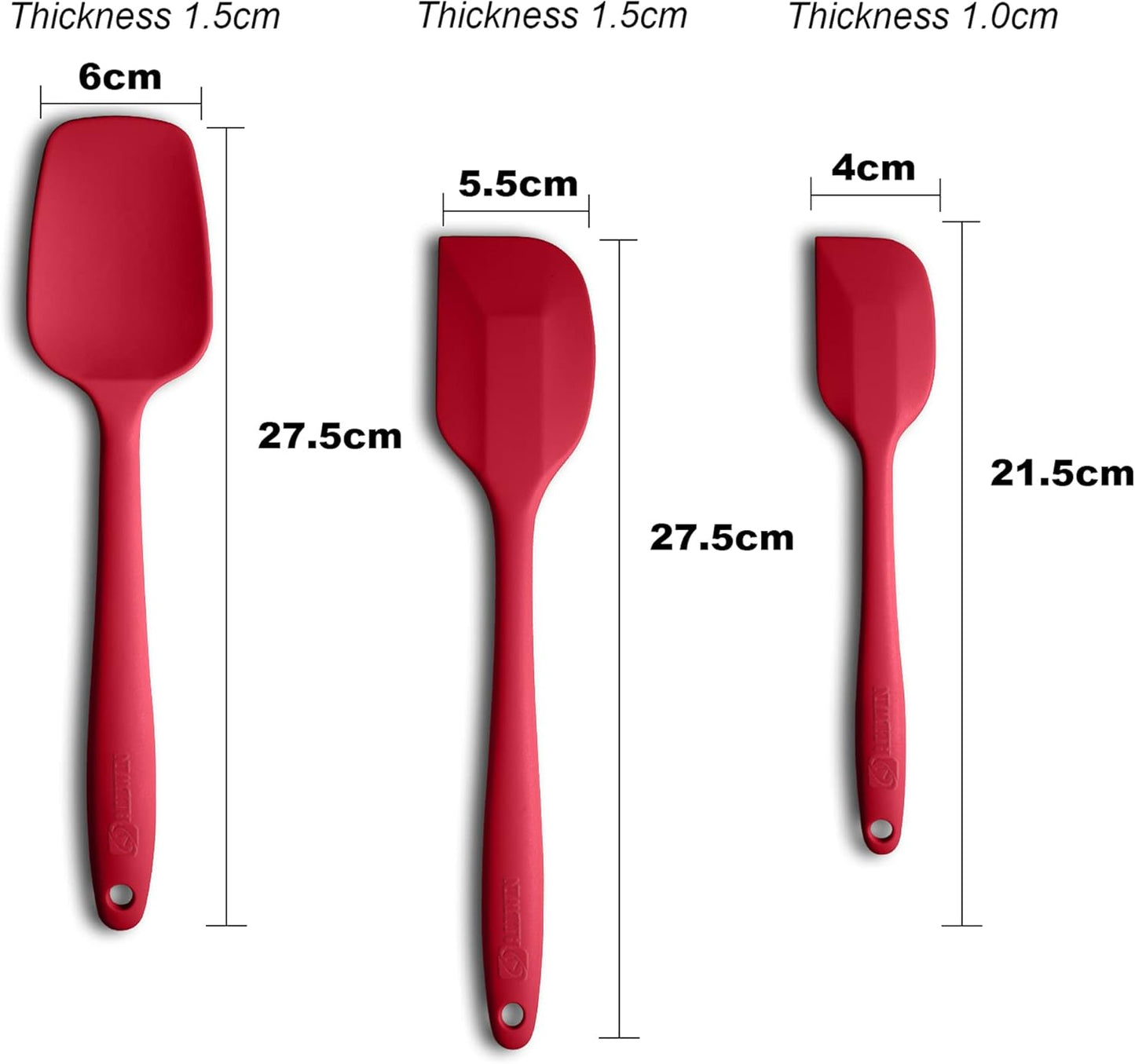 Silicone Spatula 3-piece Set, Ergonomic Handle High Heat-Resistant Spatulas, Non-stick Rubber Spatulas with Stainless Steel Core, Black