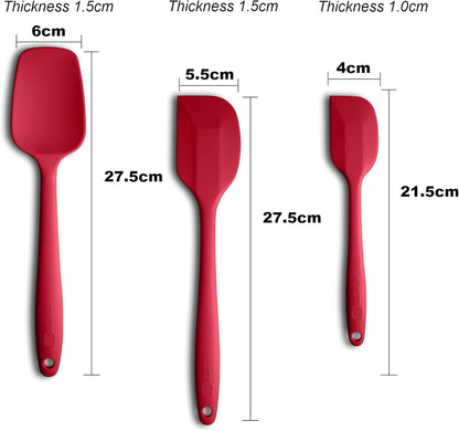Silicone Spatula 3-piece Set, Ergonomic Handle High Heat-Resistant Spatulas, Non-stick Rubber Spatulas with Stainless Steel Core, Black
