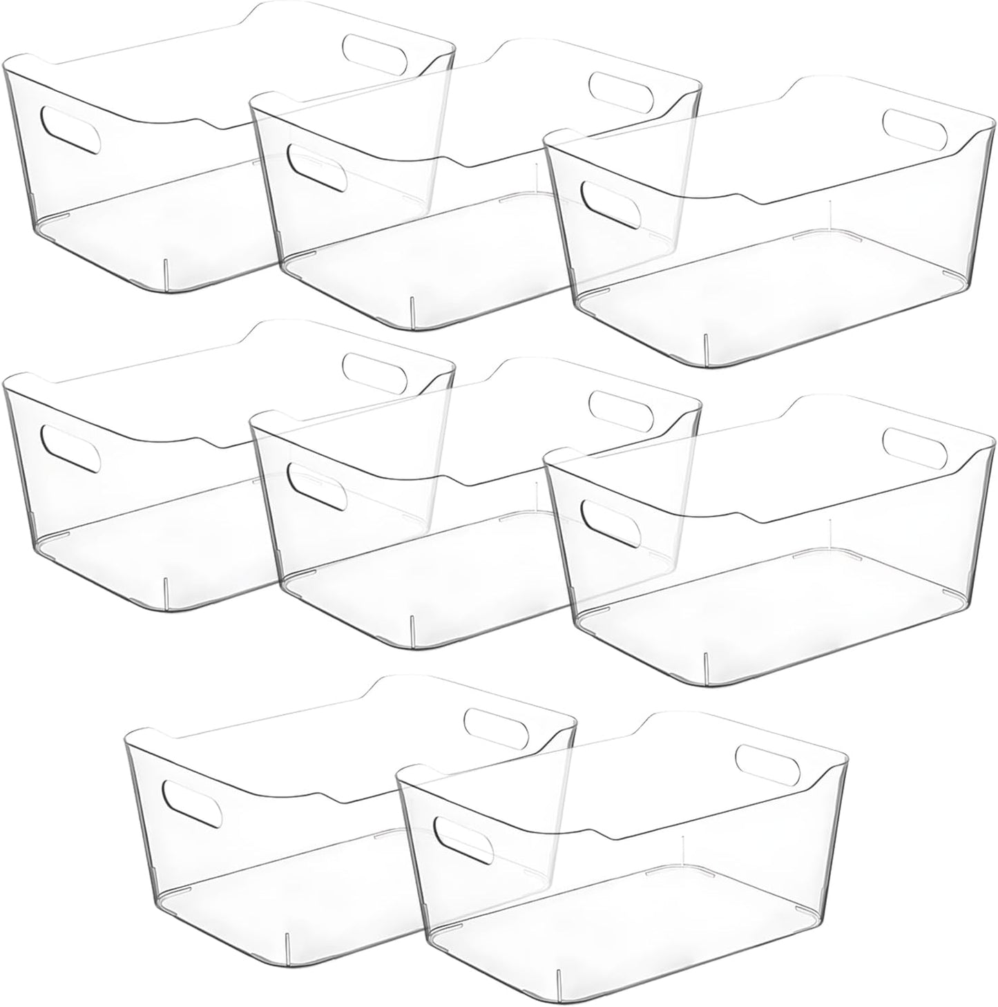 Clear Plastic Storage Bins, Pantry Organizers and Storage Containers, Large Fridge Organizer Bins, Home Kitchen Cabinet Organizer, Medicine Cabinet Bin for Organizing Freezer Closet
