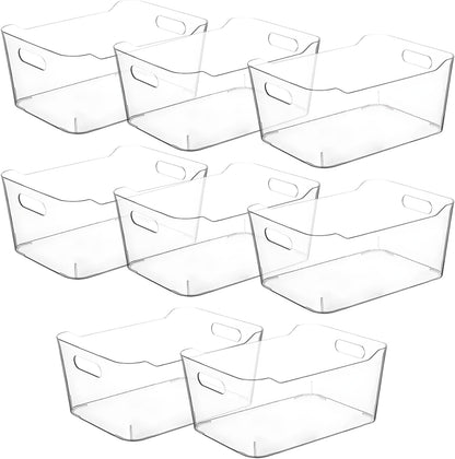 Clear Plastic Storage Bins, Pantry Organizers and Storage Containers, Large Fridge Organizer Bins, Home Kitchen Cabinet Organizer, Medicine Cabinet Bin for Organizing Freezer Closet