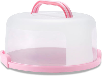 10in Plastic Cake Carrier with Handle, Round Cake Holder with Lid Pink Cake Container for 6in/8in/10in Cake(purple)