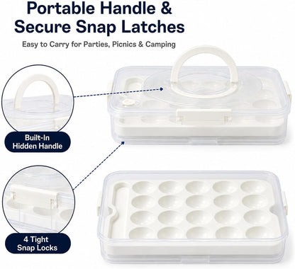 2 Pack Deviled Egg Containers with Lid, Holds 40 Deviled Egg Halves Total, Stackable Deviled Egg Carrier for Party, Picnic, Potluck, Easter, Refrigerator Storage, Clear Plastic Egg Tray Holder
