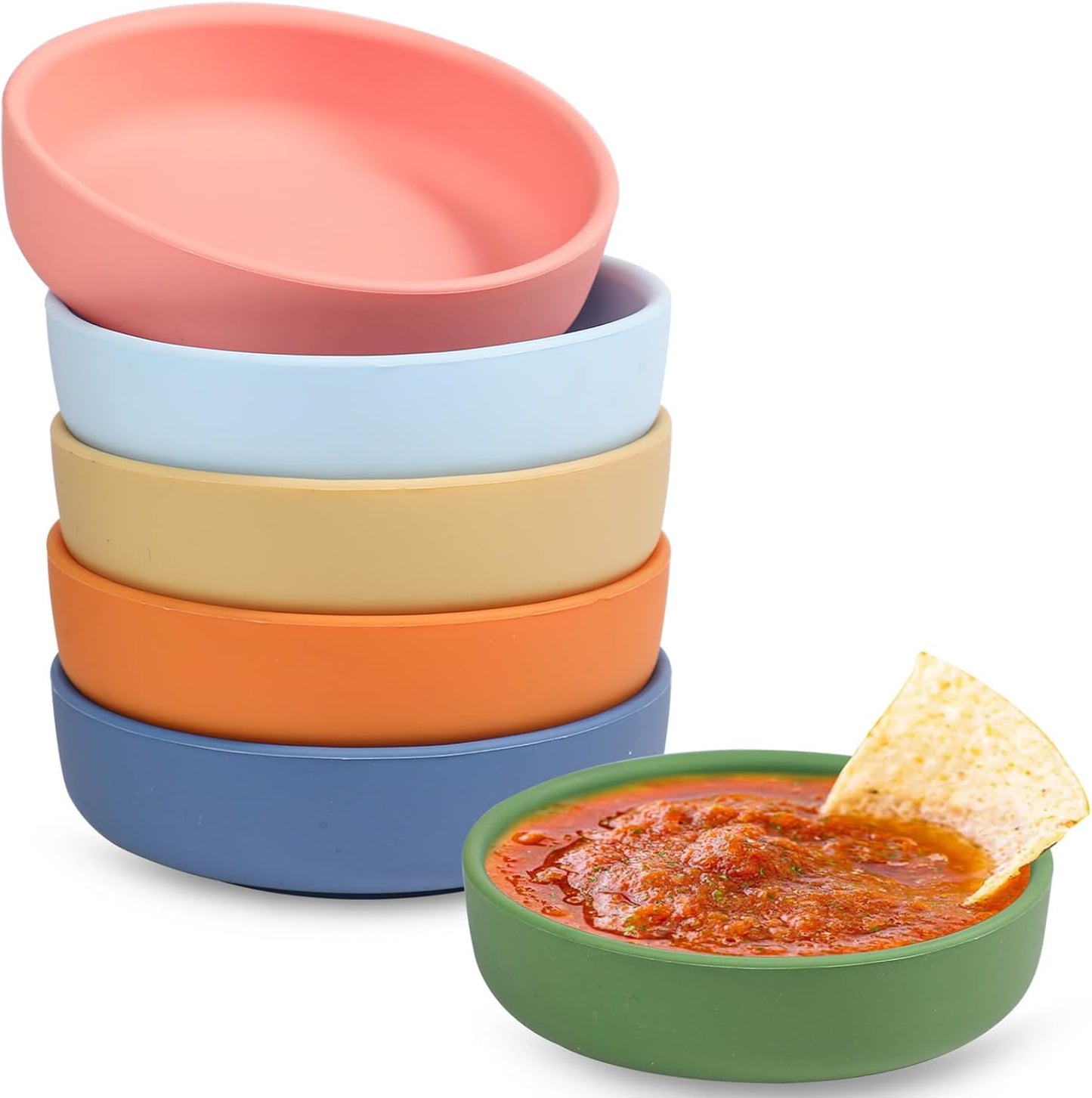 Webake 3" Silicone Pinch Bowls for Cooking Prep, 2oz Small Dipping Bowls Sauce Condiment Containers with Lids, BPA Free Set of 8