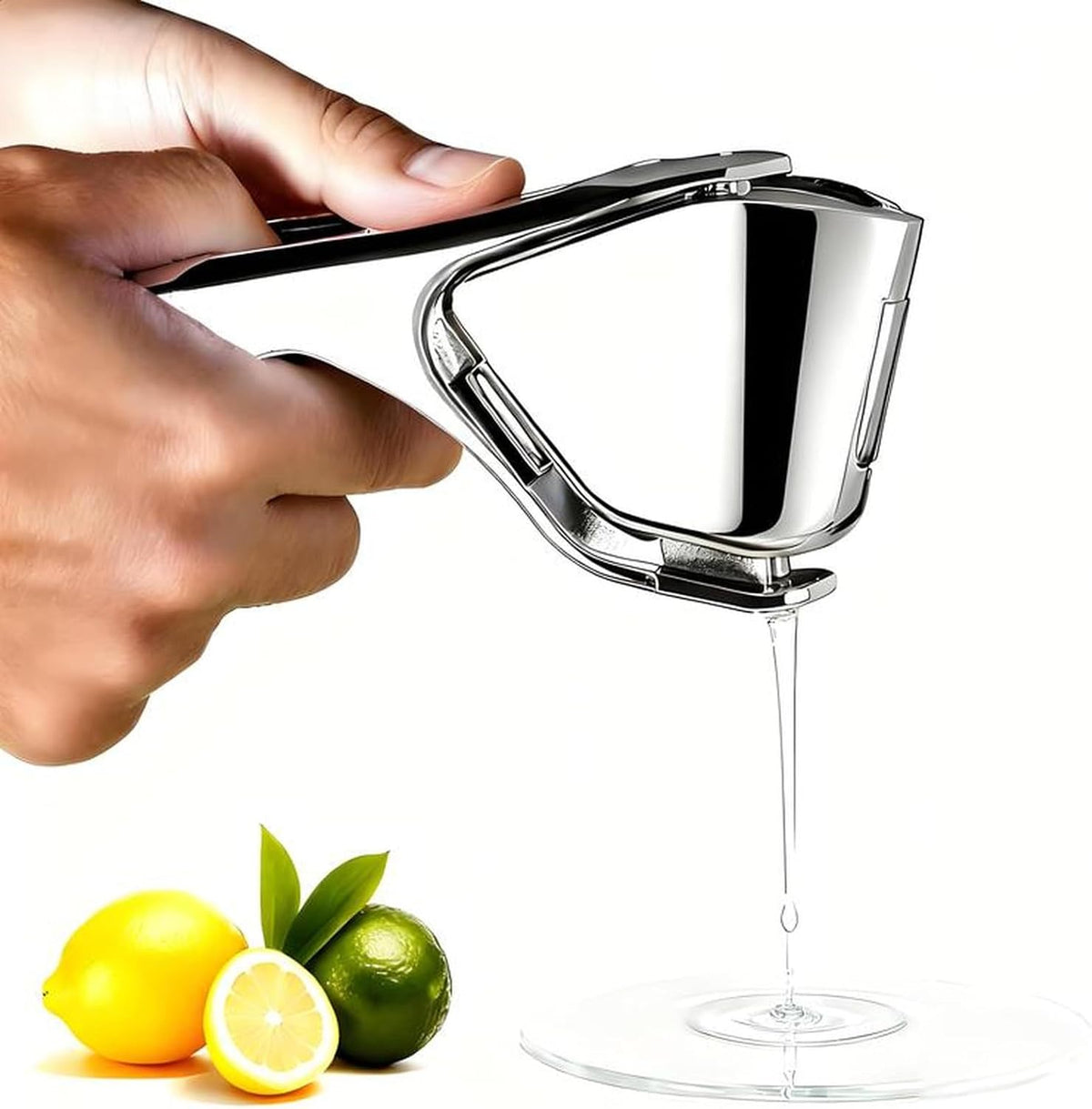 Lemon Squeezer, Stainless Steel Manual Citrus Squeezer, Silver