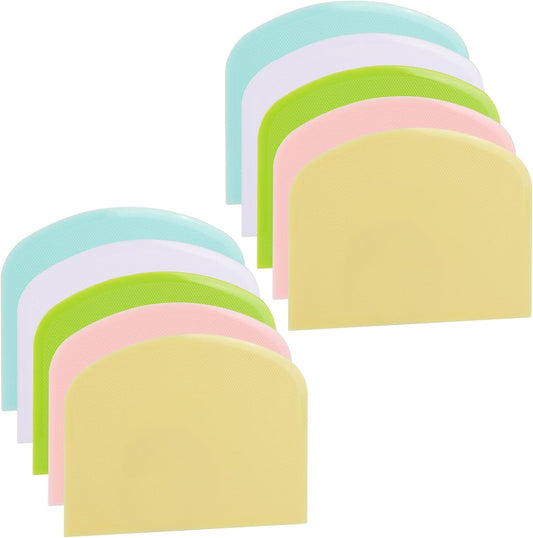 10 Pack Dough Scraper, Flexible Bowl & Bench Scraper, Dual Sided Anti Slip Baking Tool for Sourdough Bread, Pastry Making & Cake Decorating
