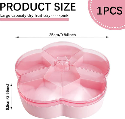 DOERDO Plastic Serving Trays with Lid 6 Compartment Food Storage Candy Organizer, Veggie Tray for Snack and Fruit, Red, 9.8x2.6Inch