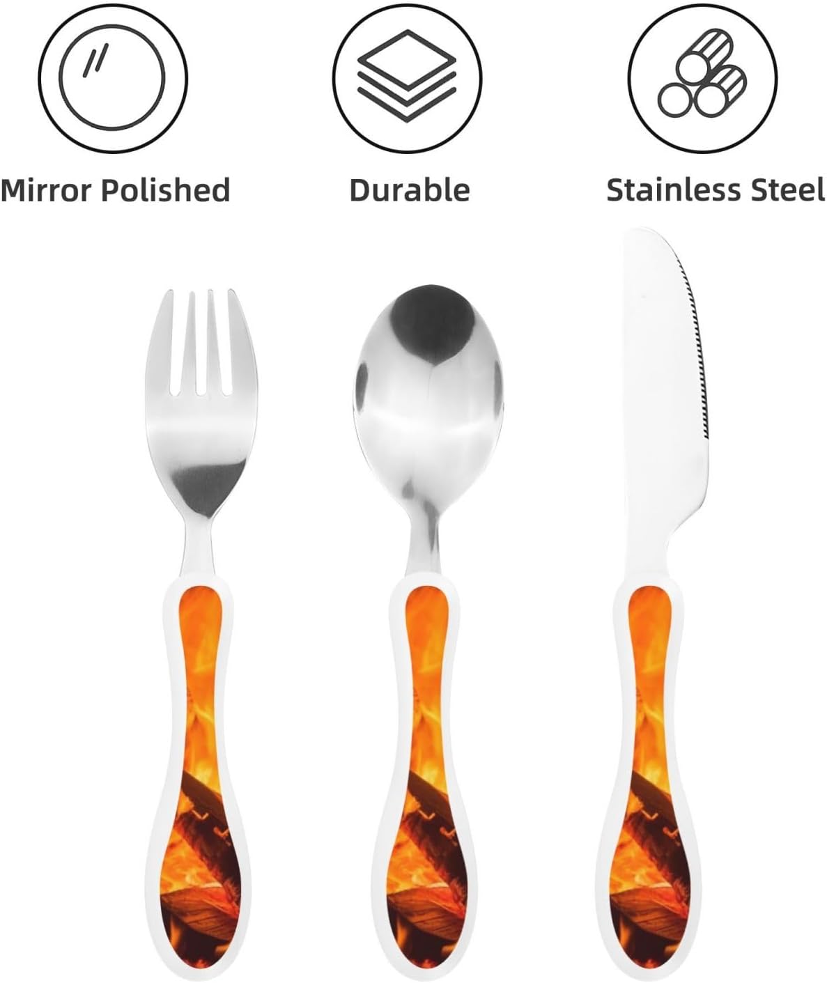3-Piece Kids Silverware Set With Storage Case, Stainless Steel Reusable Children Safe Knife Spoon Fork Set Blue Active Girl Running Sunset Children Flatware Set For Kids Lunch Box - Colors B