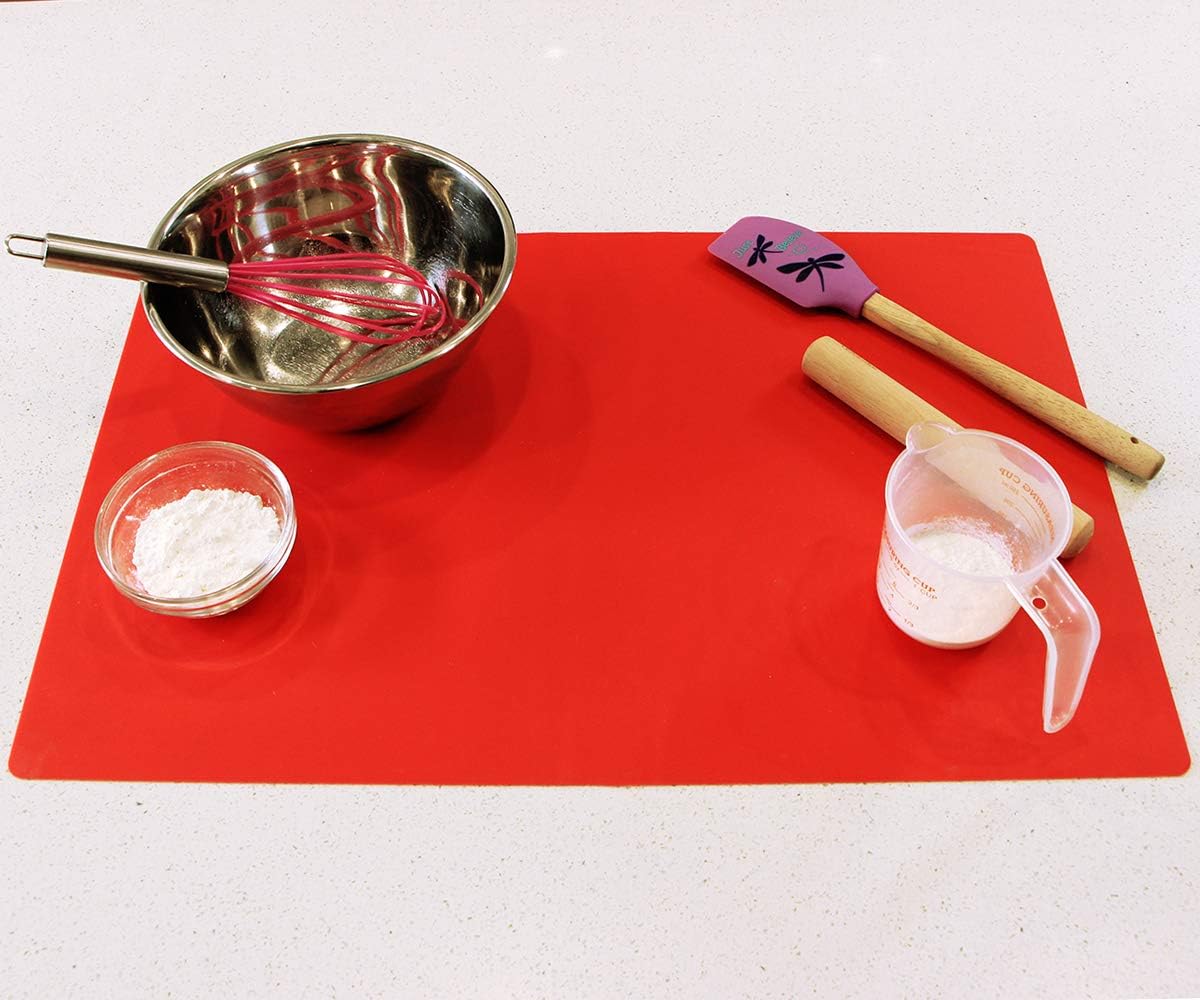 Webake Extra Large Silicone Mat For Countertop, Multipurpose Nonstick Heat Resistant Mat 23.6" x 15.7" for Baking, Rolling Dough, Fondant, Resin Expoxy, Craft, Jewerly (Red)