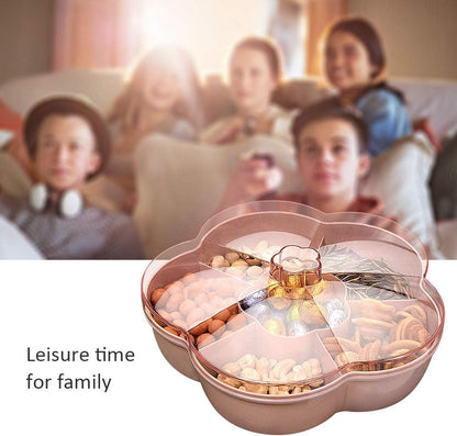 Storage Box Snacks Storage Box Flower Shape Snack Serving Tray Candy Serving Container 6 Compartments Divided Snack Plate With Lid ()