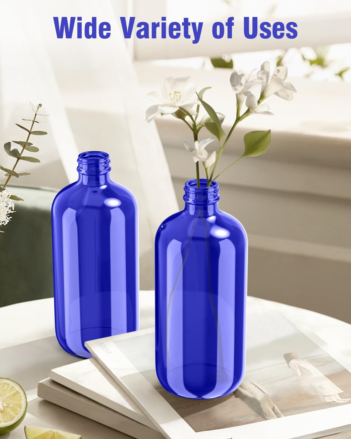 Bontip Glass Spray Bottle 16 oz for Cleaning, Plants (2 Pack, Amber)