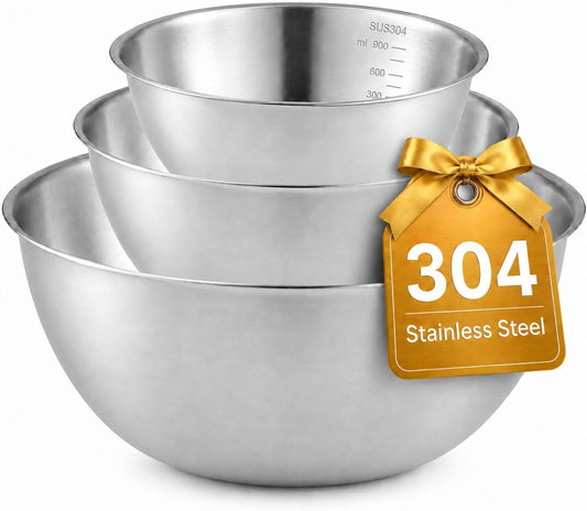 Stainless Steel Mixing Bowls Set, Meal Prep & Food Storage