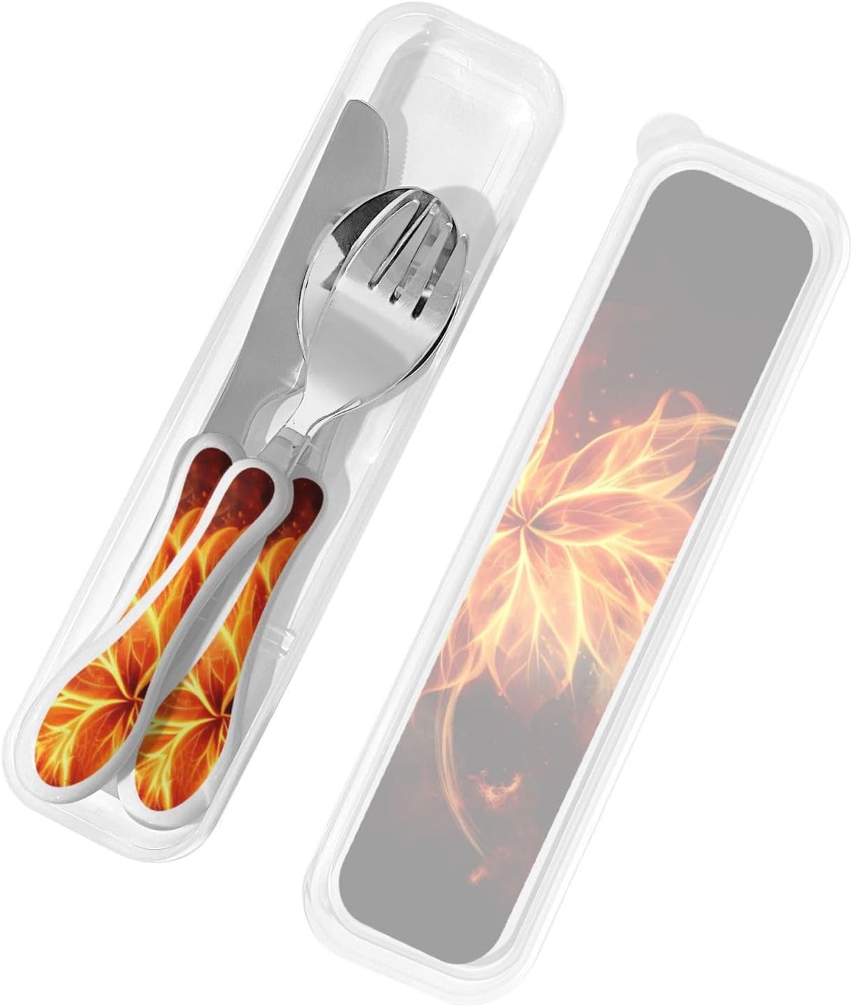 3-Piece Kids Silverware Set With Storage Case, Stainless Steel Reusable Children Safe Knife Spoon Fork Set African Lion Black And White Children Flatware Set For Kids Lunch Box