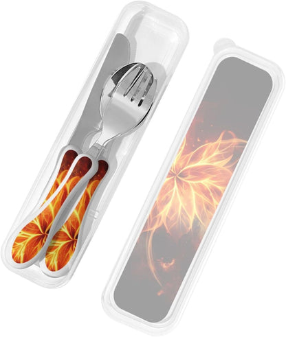 3-Piece Kids Silverware Set With Storage Case, Stainless Steel Reusable Children Safe Knife Spoon Fork Set African Lion Black And White Children Flatware Set For Kids Lunch Box