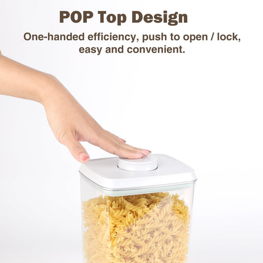 Melovom Pop Airtight Food Storage Container with Lid, 4L/4.2qt Large Cereal Flour Sugar Storage Container with Scoop, One Button Opening, BPA-Free, Kitchen Pantry Organization and Storage