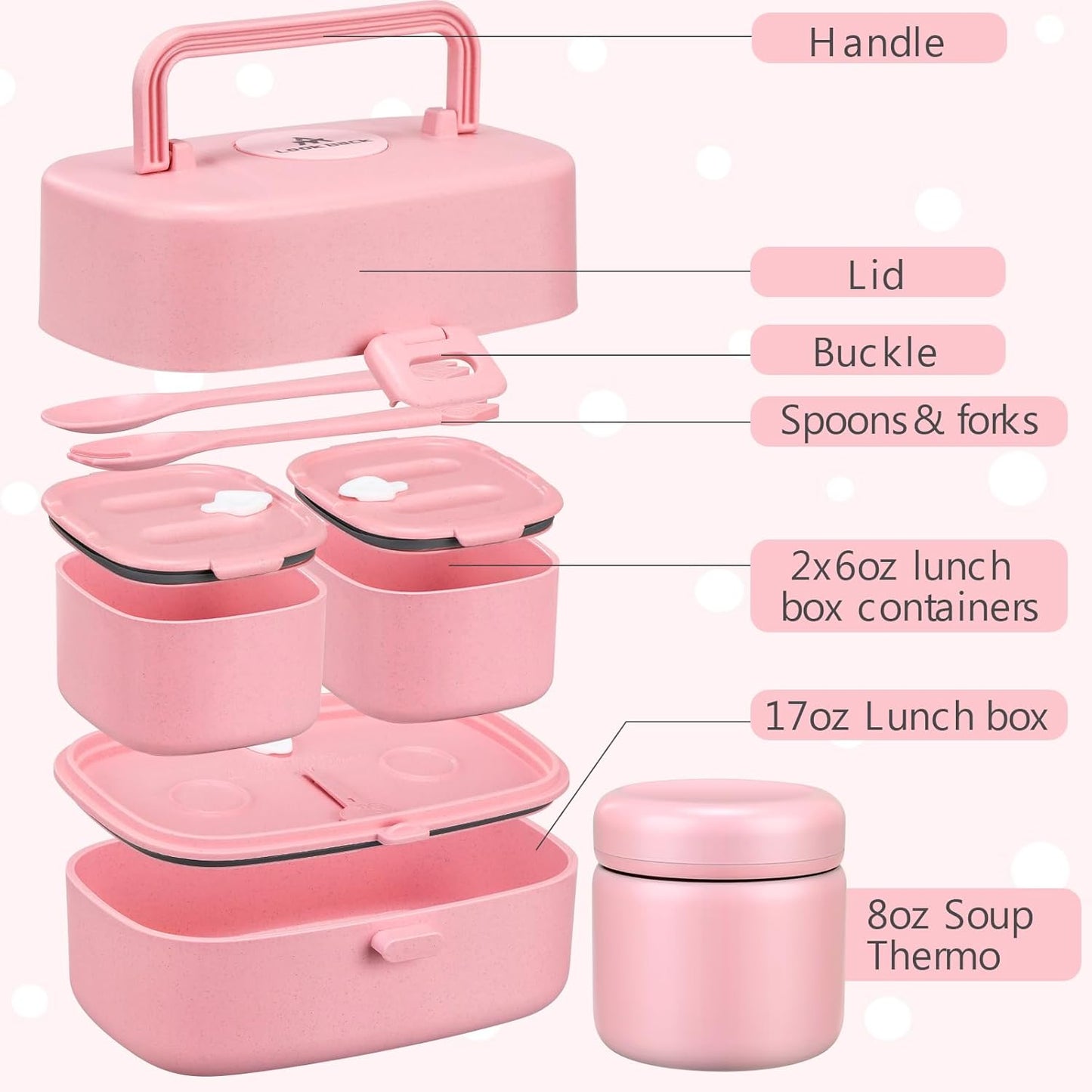 Bento Lunch Box for Kids with 8oz Soup Thermo,2 Leak-Proof Food Containers, a Lunch Bag, Kids Thermo Insulated Hot Food Jar for School, Travel-Green