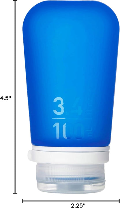 humangear GoToob+ (XL) | Refillable Silicone Travel Bottle | Locking Lid | Food-Safe Material | Blue, XL (6 fl.oz.; 177ml)