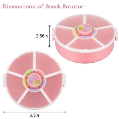 Pawtong Snack Rotator Container Reusable Snack Box with 5 Compartment Dispenser and Lid, Color Matching Opening Lid, BPA and PVC Free, for Home, School, Travel (1 Pack- Pink)